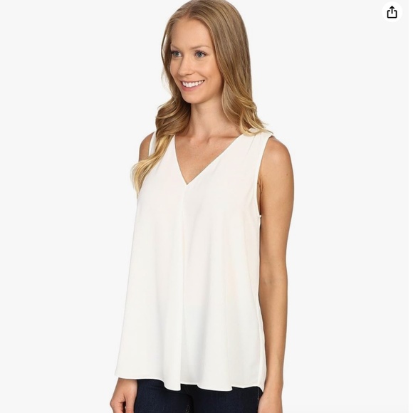 Vince Camuto Women's Sleeveless V-Neck Drape Front Blouse Ivory XL Extra Large - Picture 2 of 8